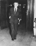 Arthur Seyss-Inquart enters the courtroom prior to his sentencing for war crimes.