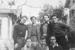 Group portrait of Jewish refugee youth outside the Murailles children's home in Geneva.
