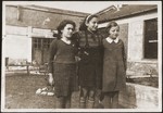 Three Jewish girls pose in the Pingliang refugee camp.