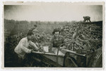 Photograph from an album entitled, "Hacshara Kidma Chile,"  documenting life on a postwar Shomer Hatzair Zionist agricultural collective in Chile.
