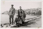 Four resistance fighters on the banks of the Lake Ohrid, shortly after the town's liberation.