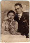 Studio portrait of siblings Esther and Avraham David Lifschitz.