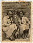 Halina Litman stands between her mother, Olga Litman (Schreiber), and her aunt, Irena Keh (Irka), in a pre-war photograph.