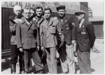 Group portrait of newly liberated Polish prisoners in the Buchenwald concentration camp.
