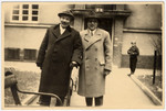 Portrait of Markus Bernfeld and his son Josef (relatives of the donor) outside a building in Vienna.