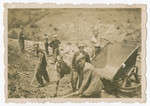 Internees work at a construction site in a Bulgarian labor camp.