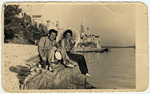 Andor and Marta Willer rest on a large rock on the Adriadic coast during their honeymoon.