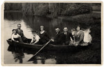 A group of friends goes for a row boat ride.

Herman Bleiweis is rowing.