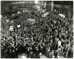 An estimated 100,000 people gather in front of Madison Square Garden in Manhattan to participate in a mass march to the Battery to protest the Nazi persecution of German Jews.