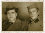 David Levi, on the right, with his brother Leon Levi who is serving in the Yugoslav army.