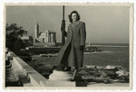 CLara Levy poses by the seashore shortly after her marriage.