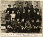 Group portrait of a school class in Salignac.

Among those pictured is Ingeborg Majewski who found shelter in the town together with her mother.