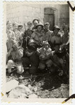 Group portrait of Israeli soldiers in El Kuban, outside of Latrun.