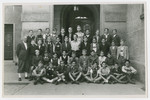 Group portrait of boys in a school in poswar Esslingen, Germany.