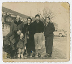 A group of friends pose while on an excursion in prewar Poland.