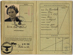 Passport with a red "J" and the imposed middle name "Sara," issued to Erna Steckerl.