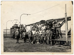 Prisoners in the Elsterhorst POW camp perform forced labor building or repairing train tracks.