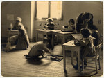 Margot Bloch (later Klein) teaches a Jewish kindergarten class in Strasbourg.