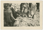 German civilians dig graves for the victims of the Gardelegen atrocity.