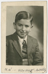 Portrait of Mark Nusbaum, a child survivor of Bergen-Belsen.