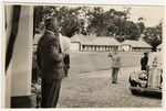 A British official inspects an internment camp for enemy aliens in Nyasaland.