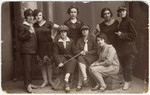 Prewar group portrait of young Jewish women in Zhetel.