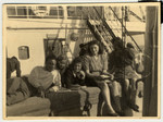 Former passengers from the Exodus relax on board The Transylvania where they are immigrating "legally" to Palestine with certificates provided by the Bricha.