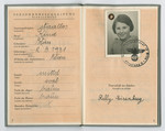 Identification papers issued to Relly Eisenberg stating she was born in Vienna on March 2, 1931 but is officially stateless.