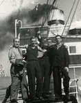 Four young Zionists gather on the deck on the "Polonia" en route to Palestine.