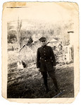 Abraham Samoszul stands outside in his Polish uniform.