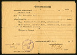 The birth certificate of Markus (Max) Gross.