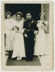Wedding celebration of Joseph and Heika Straus.  

Joseph's sister Betty is on the left, and Heika's sister is on the right.