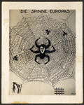 Ani-Nazi caricature showing Hitler as a spider spinning a web across Europe.