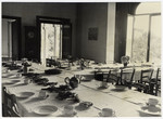 Interior view of the dining room of the Mediterranean School in Recco, Italy.