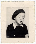 Close-up portrait of Jacques Rovinski taken shortly before he was deported and killed at the age of seven.