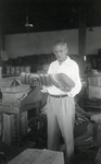 A man holds hemp factory products for export to the United States.
