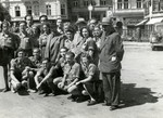 Zionist youth pose on a street in Karlovy Vary.

David Zigmund Steiner is pictured front row, fourth from left.