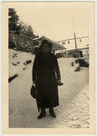 Ruth Rappaport's mother poses on a snowy street in St.