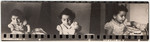 Contact strip representing Margarida Reik (now Margarida Lane Reik de Frankel), the granddaughter of Helene Reik, in November 1940 in Rio de Janeiro seating at a table and eating breakfast.