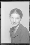 Studio portrait of Babi Nussbacher.

She survived the war having been in incarcerated in several work camps, Riga and was liberated from Neumark Germany.