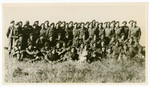 Group portrait of the X Troop -- a unit of German speaking British soliders, officially the 3rd Troop of the Tenth Inter-Allied IA Commamdos.