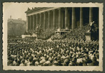 Hitler gives a speech to a large crowd of young Nazis in the Lustgarten in Berlin.