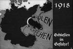 14th Nazi propaganda slide from Hitler Youth educational material titled "Border Land Upper Silesia."

1918 Schlesien in Gefahr!
//
1918 Silesia in danger!