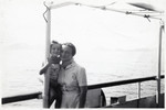 Joasia and Nadzieja Klein pose on the deck of the USS President Harrison while en route to the United States.