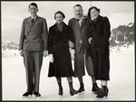 The Bing family goes ice skating outdoors.

Pictured from left to right are John Bing, Erna Stern Bing, Ernst Bing, and Annelise Bing.