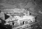 View of the dam being built in the Im Fout labor camp in Morocco.
