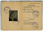 Identification card issued to Johanna Gero stating that she had been a concentration camp prisoner.