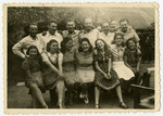 Group portrait of young people in a Shomer Hatzair group in Zlate Moravce.