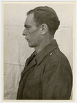Mug shot of S.S. guard Leonard Anself Eichberger stationed at Dachau, who was arrested when the camp was liberated by American forces on April 29, 1945.