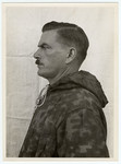 Mug shot of S.S. guard Michael Redwitz stationed at Dachau, who was arrested when the camp was liberated by American forces on April 29, 1945.